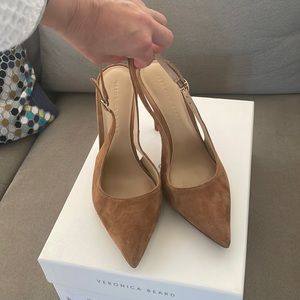 VERONICA BEARD Latte Suede Lisa Sling Back Pumps worn twice size 8